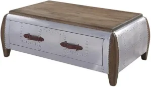 Brancaster Coffee Table in Antique Oak and Aluminum