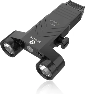 Brinyte XP22 1300 Lumens LED Tactical Flashlight with Strobe, Low Profile Compact Picatinny Light with Built-in Pressure Switch, Magnetic USB Rechargeable, Black