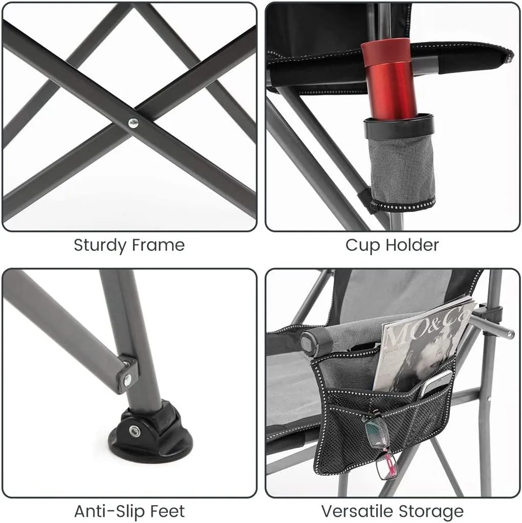 Camping Chairs, Portable Camping Metal Chair Stool Folding Outdoor Large Beach Chairs with Cup Holder Carry Bag for Outside/a/As Shown
