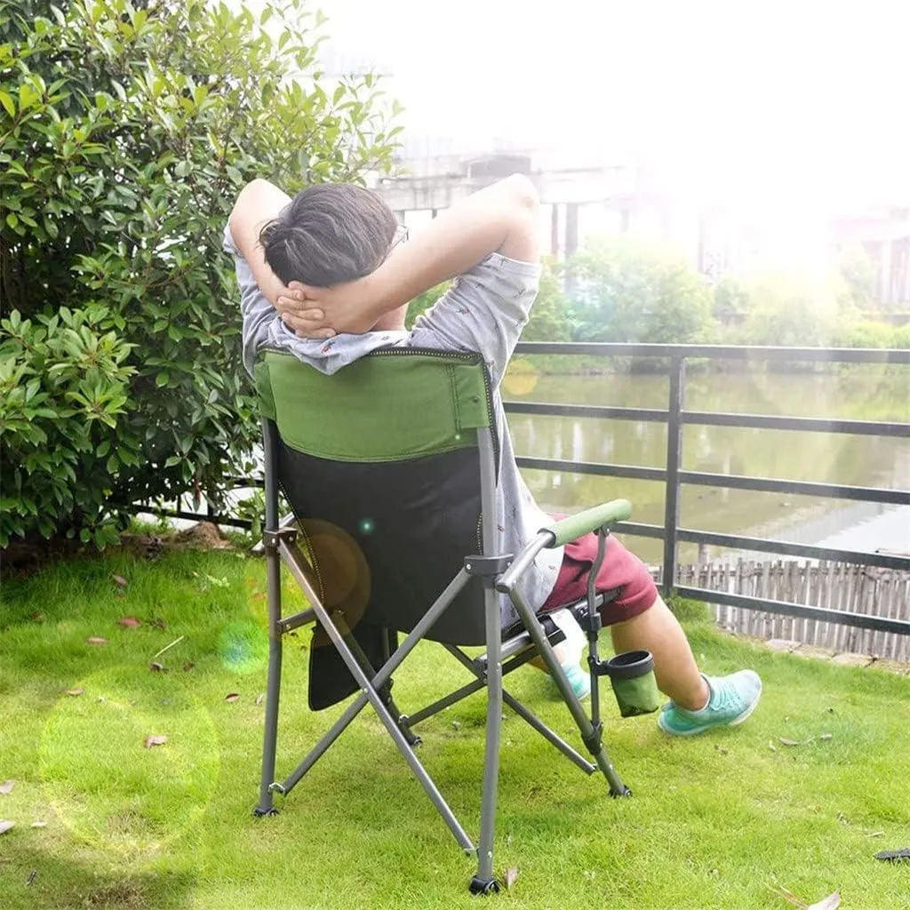 Camping Chairs, Portable Camping Metal Chair Stool Folding Outdoor Large Beach Chairs with Cup Holder Carry Bag for Outside/a/As Shown