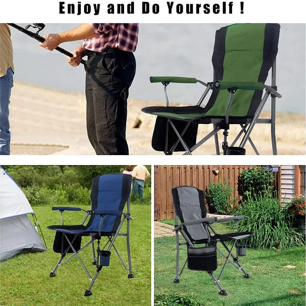 Camping Chairs, Portable Camping Metal Chair Stool Folding Outdoor Large Beach Chairs with Cup Holder Carry Bag for Outside/a/As Shown