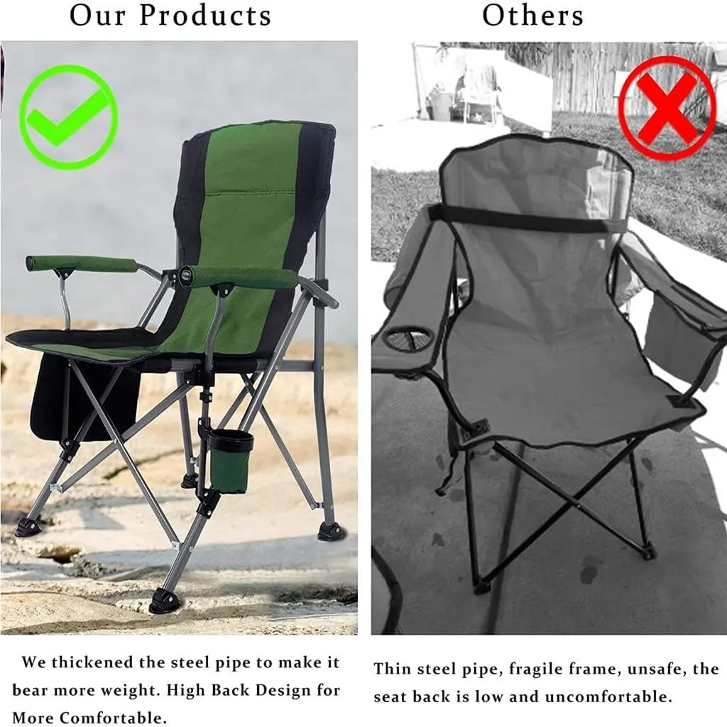 Camping Chairs, Portable Camping Metal Chair Stool Folding Outdoor Large Beach Chairs with Cup Holder Carry Bag for Outside/a/As Shown