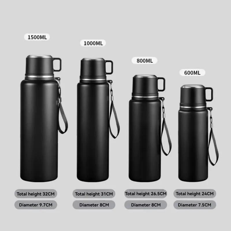 Car Vacuum Insulated Stainless Steel Water Bottle For Mazda Biante 2008-2018,Thermos Mug Leak Proof Insulated Water Bottle Reusable Water Bottle Travel Mug Thermo Mug,Black-1500ml