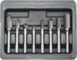 Carbide Burr Set 8pcs with 1/4''Shank Double Cut Solid Power Tools Tungsten Carbide Rotary Files Bits for Die Grinder Metal Wood Carving Engraving Polishing Drilling Grinding Milling Cutting