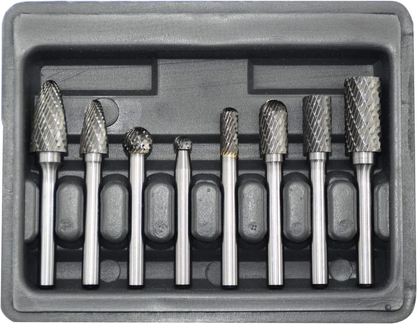 Carbide Burr Set 8pcs with 1/4''Shank Double Cut Solid Power Tools Tungsten Carbide Rotary Files Bits for Die Grinder Metal Wood Carving Engraving Polishing Drilling Grinding Milling Cutting
