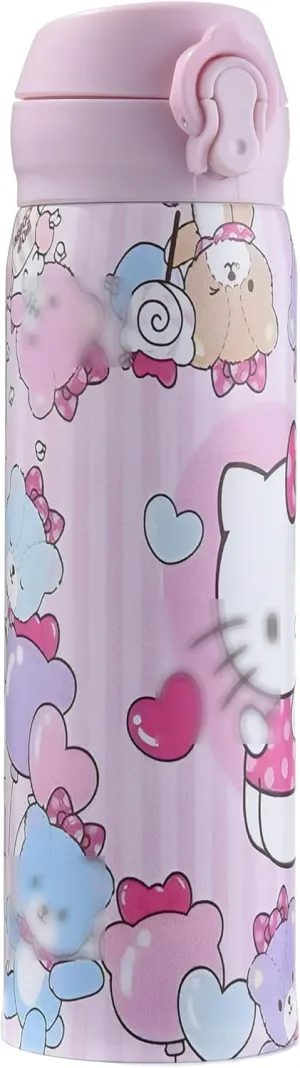 Cartoon Anime Water Bottle, 500ml Reusable Cup for Girls (pink02)