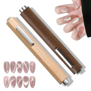 Cat Eye Nail Polish 3 In 1 Cat Eye Nail Magnet Multifunctional Cat Eye Gel Nail Polish Magnet Tool, Wood Powerful Magnetic Octagonal Mahogany Shell Protective Cover For Home Diy Salon Studio