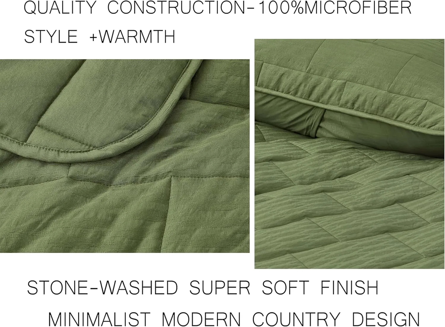 Chezmoi Collection George 3-Piece Jacquard Quilt Set King Size, Olive Green Textured Woven Lightweight Rectangle Quilted Bedspread for All Seasons (1 Quilt 108x96 inches, 2 Shams)