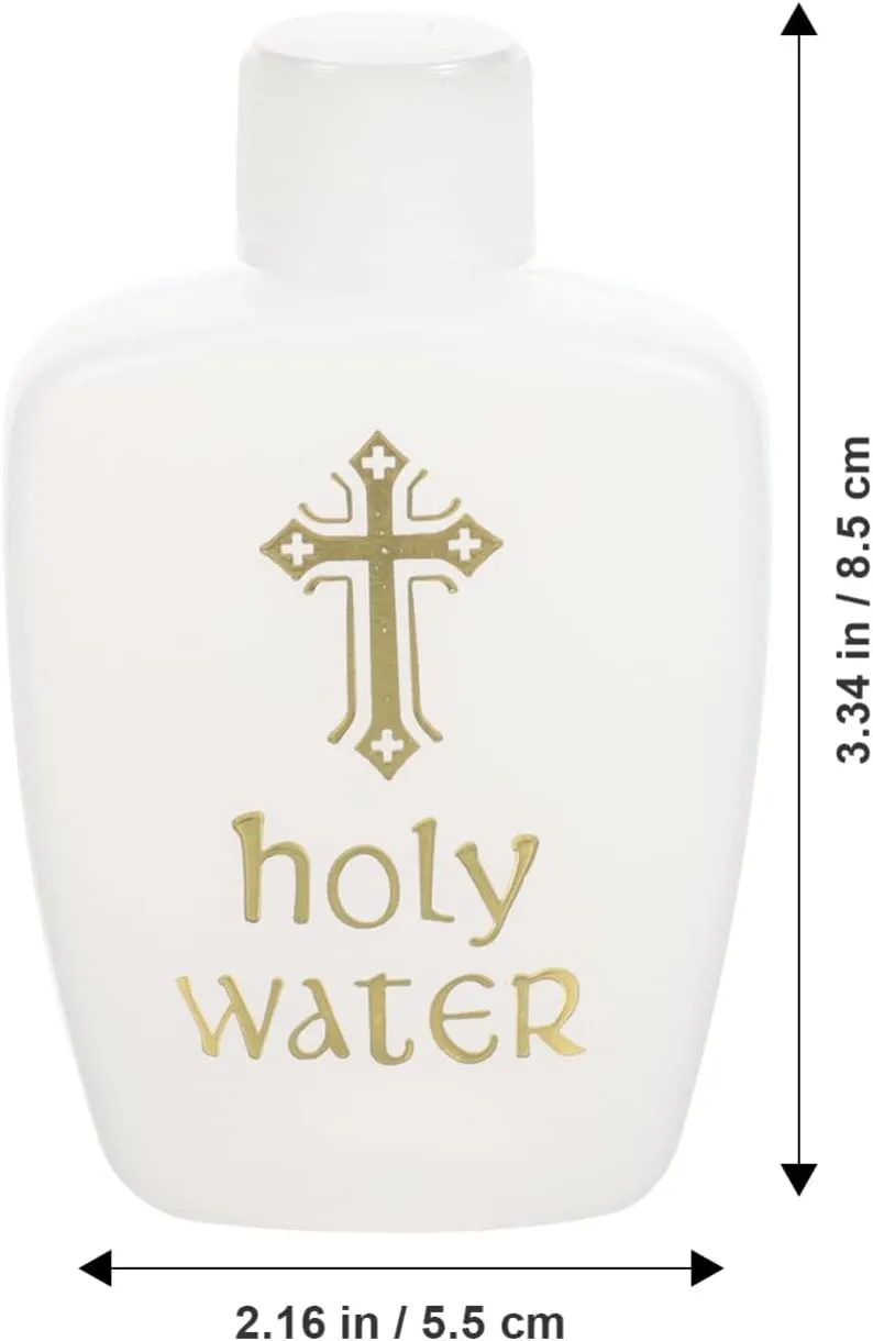 Ciieeo 6Pcs Holy Water Bottles Holy Water Container Plastic Holy Water Empty Containers with Gold Cross for Portable Catholic (60ML)