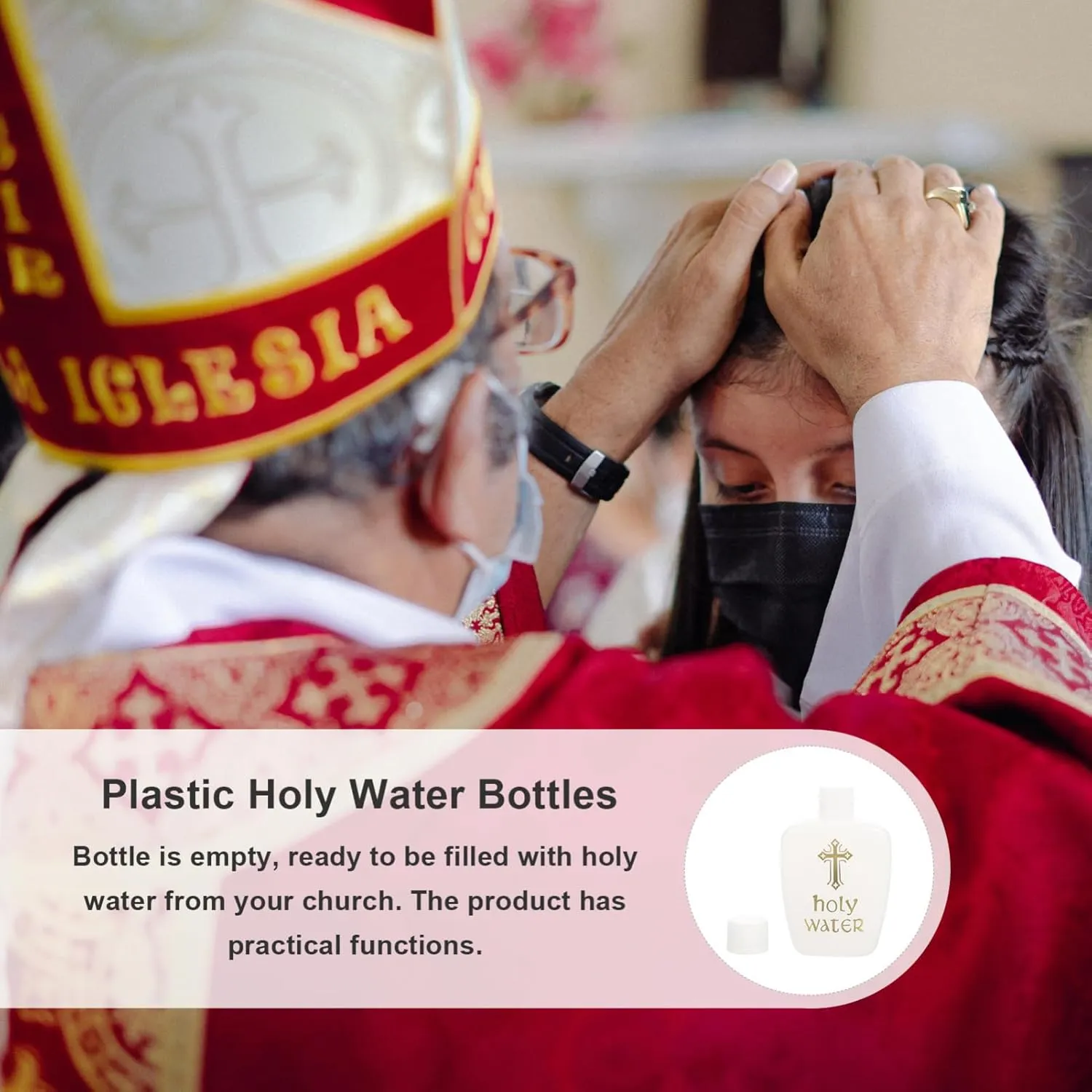 Ciieeo 6Pcs Holy Water Bottles Holy Water Container Plastic Holy Water Empty Containers with Gold Cross for Portable Catholic (60ML)