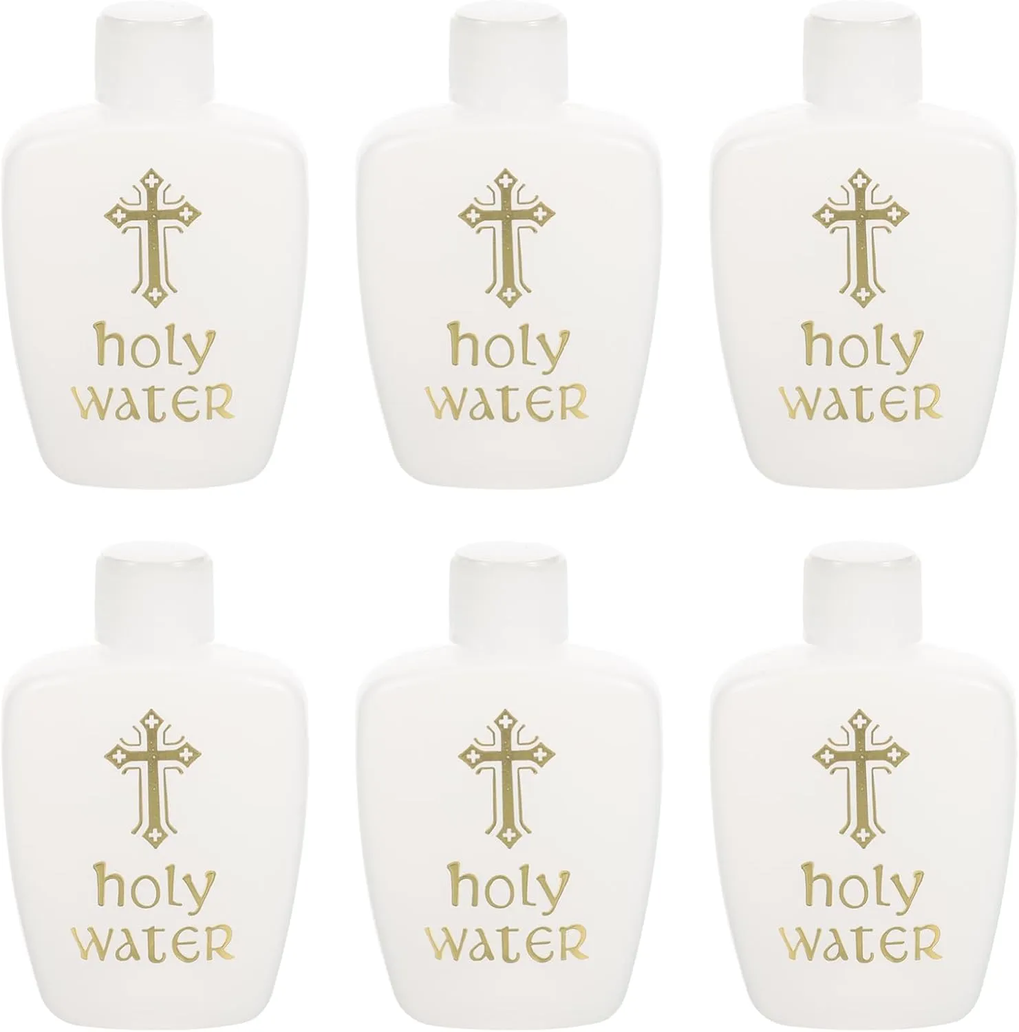 Ciieeo 6Pcs Holy Water Bottles Holy Water Container Plastic Holy Water Empty Containers with Gold Cross for Portable Catholic (60ML)