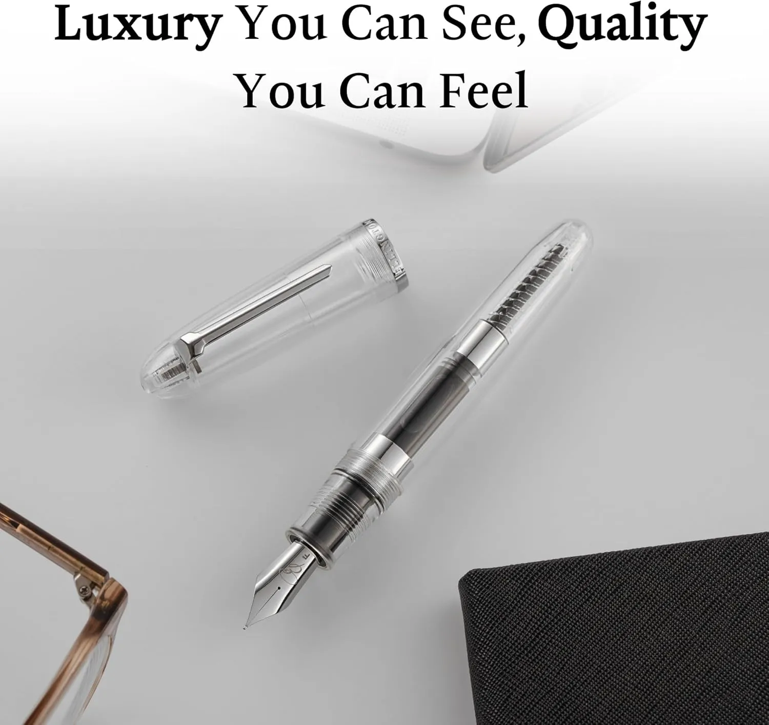 Clarity Transparent Fountain Pen Set – Available in 3 Nib Sizes and 4 Colors, Includes Ink Converter, Elegant Gift Box, – Premium Quality Writing Instrument, 1 Year International Warranty