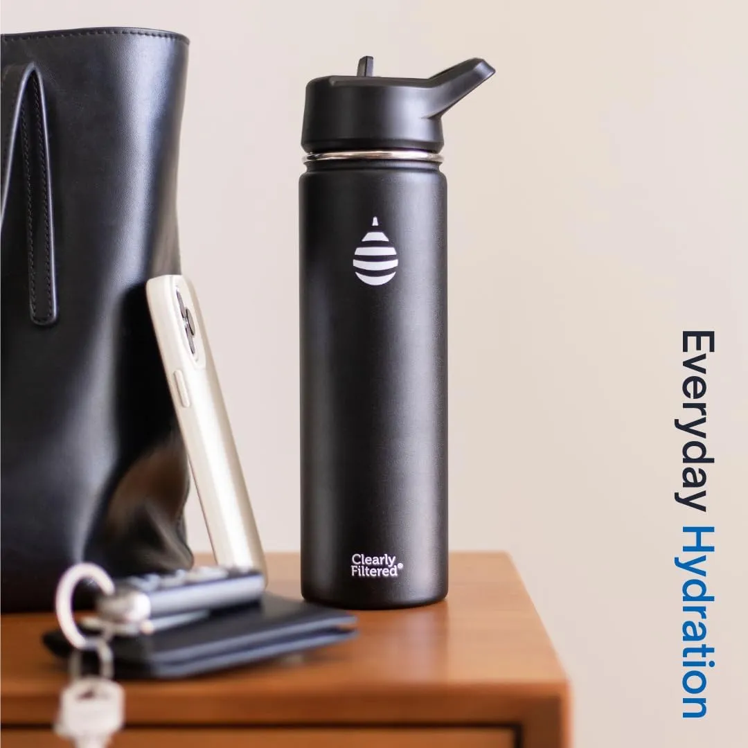 Clearly Filtered Water Bottle | Removes 220  Contaminants, Double-Wall Insulated Stainless Steel, BPA/BPS Free, Phthalate Free, Filters Flouride Lead Chlorine (20oz, Mint)