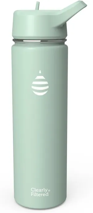 Clearly Filtered Water Bottle | Removes 220  Contaminants, Double-Wall Insulated Stainless Steel, BPA/BPS Free, Phthalate Free, Filters Flouride Lead Chlorine (20oz, Mint)