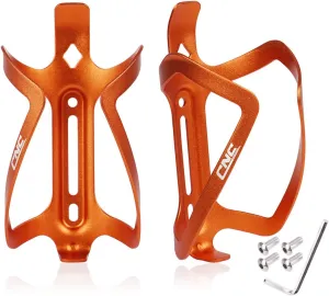CNC Bike Water Bottle Holder, Aluminum Bike Water Bottle Cage for Road Bike/Mountain Bike 2-Pack，Orange