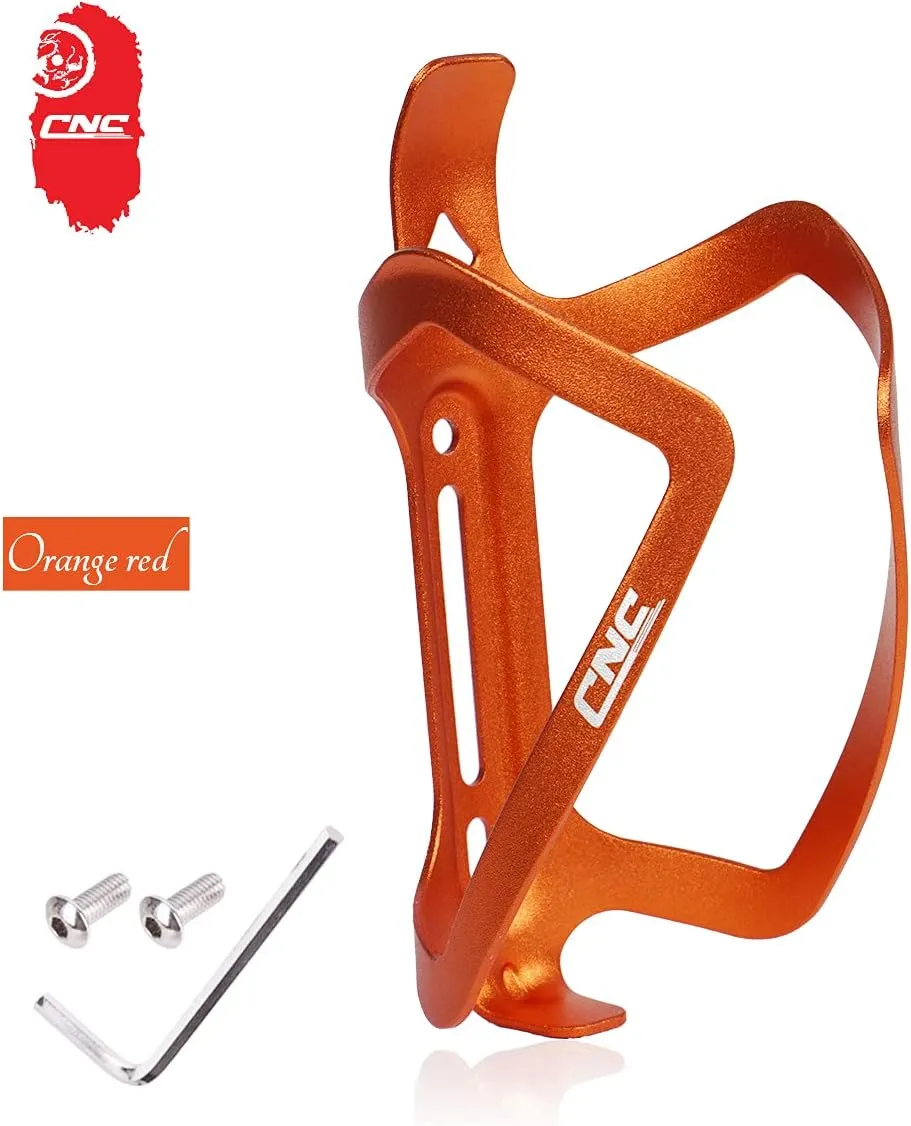 CNC Bike Water Bottle Holder, Aluminum Bike Water Bottle Cage for Road Bike/Mountain Bike 2-Pack，Orange