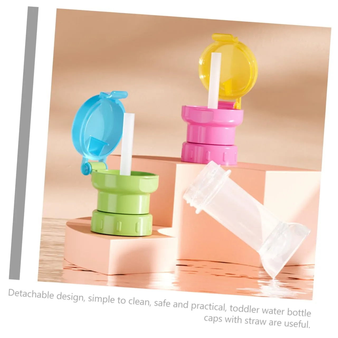 COHEALI 3sets 4 Pcs Water Bottle Adapter Caps with Straws Water Bottle Topper Detachable Easy to Clean Safe for Prevents Bright Colors 4pcs*3