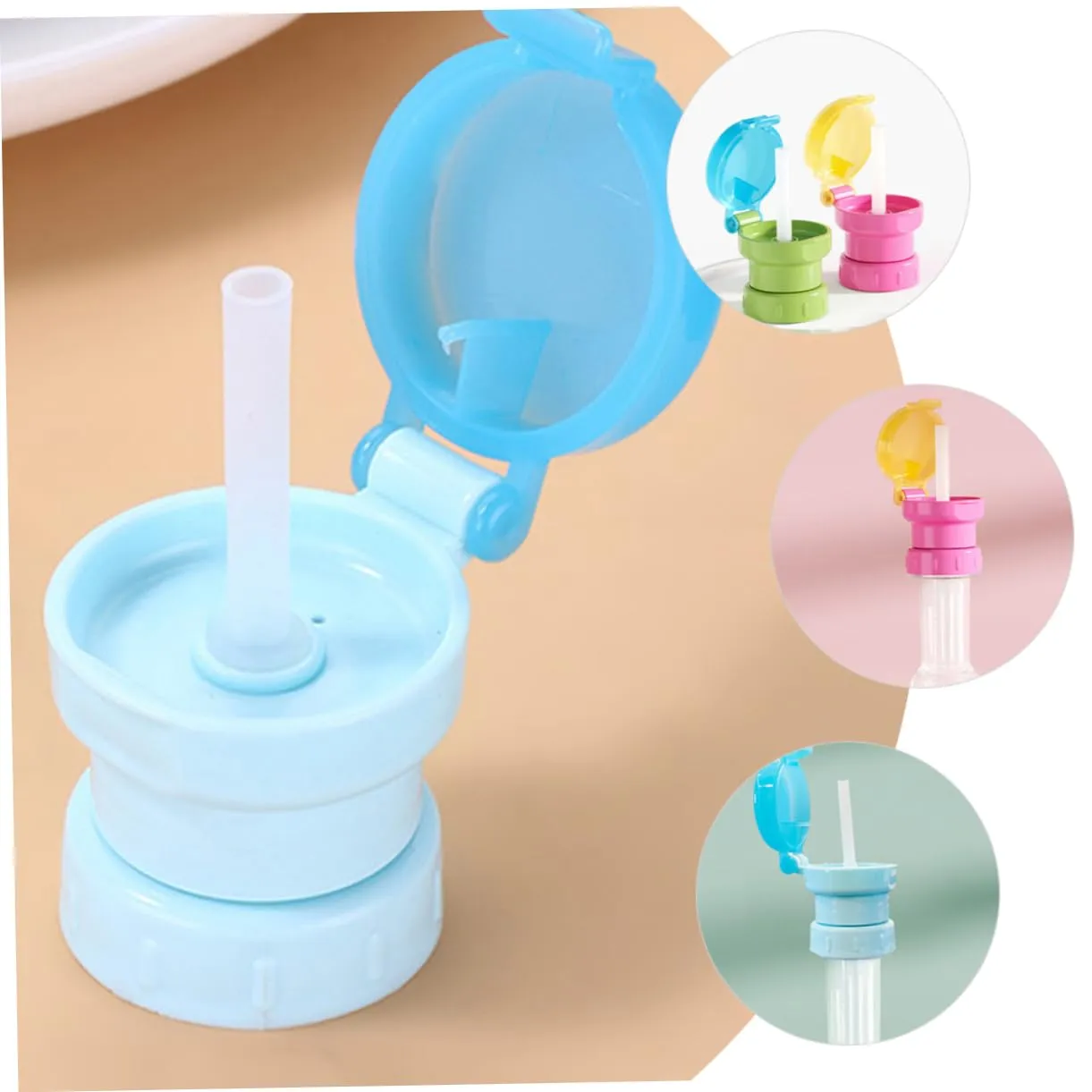 COHEALI 3sets 4 Pcs Water Bottle Adapter Caps with Straws Water Bottle Topper Detachable Easy to Clean Safe for Prevents Bright Colors 4pcs*3