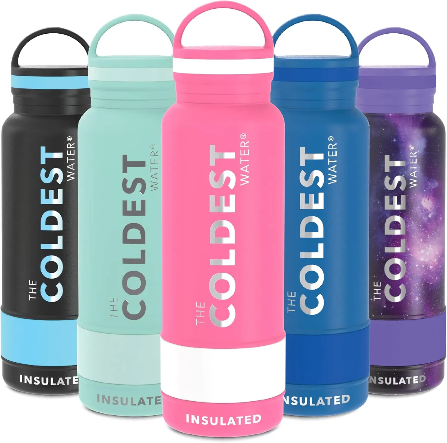 Coldest Insulated Water Bottle with Handle Lid | Leak Proof, Simple Insulated Modern Stainless Steel, Double Walled, Sport Thermos Bottles, Metal Flask | 21oz