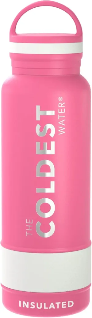 Coldest Insulated Water Bottle with Handle Lid | Leak Proof, Simple Insulated Modern Stainless Steel, Double Walled, Sport Thermos Bottles, Metal Flask | 21oz