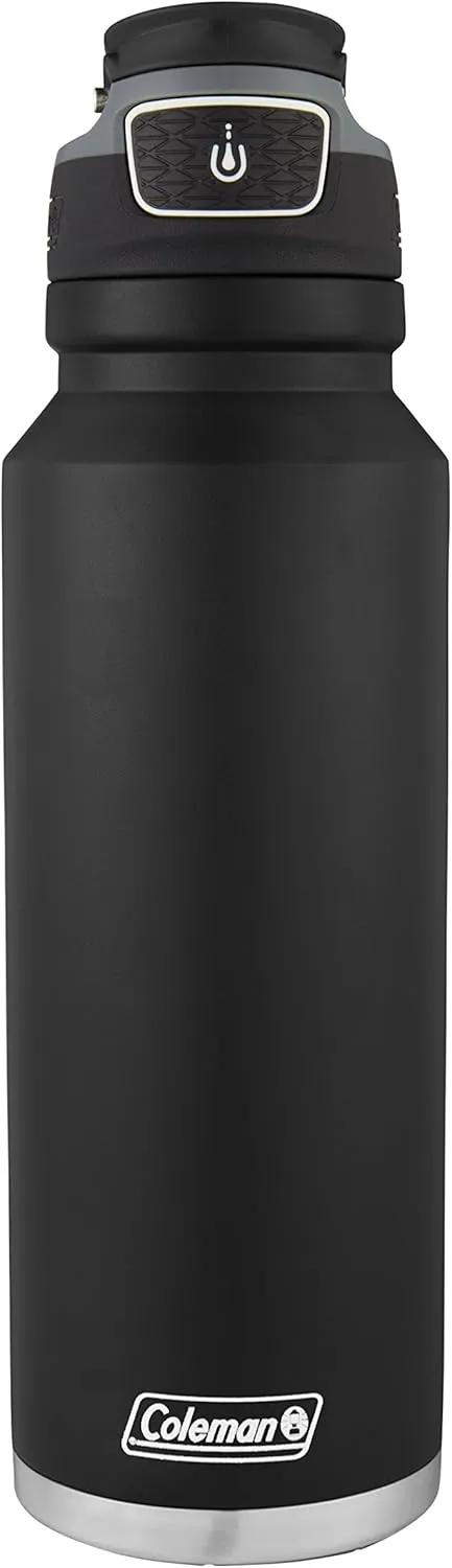 Coleman Autoseal FreeFlow Stainless Steel Water Bottle, Black, 40 oz