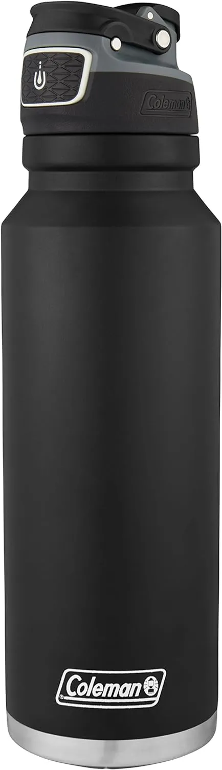 Coleman Autoseal FreeFlow Stainless Steel Water Bottle, Black, 40 oz