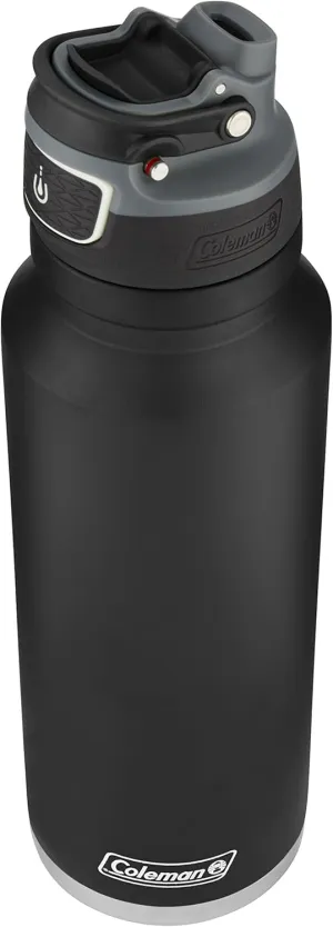 Coleman Autoseal FreeFlow Stainless Steel Water Bottle, Black, 40 oz