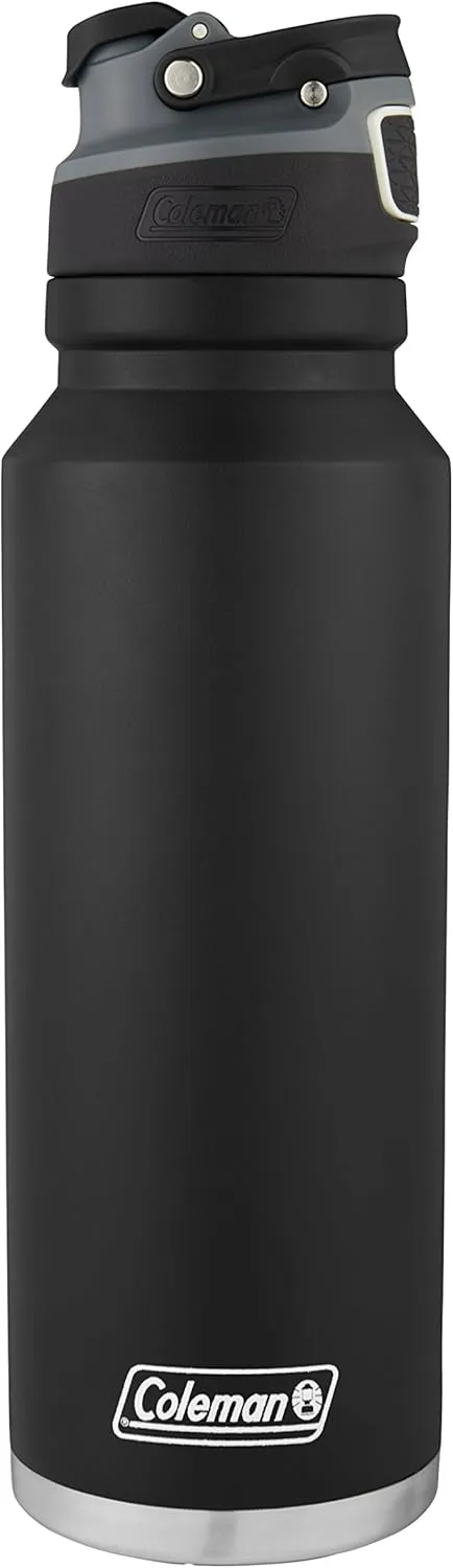 Coleman Autoseal FreeFlow Stainless Steel Water Bottle, Black, 40 oz