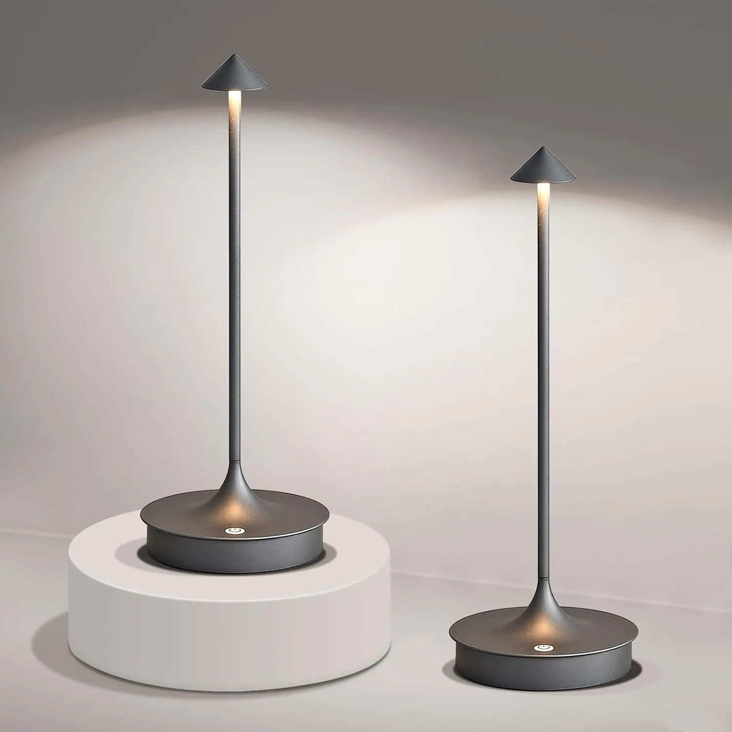 Cordless Table Lamp Rechargeable Led Desk Lamp Battery Operated Table Lamps Touch Dimmable Lamp Portable Outdoor Table Light for Restaurants and Bars Indoor/Outdoor Use (Grey - 2PC)