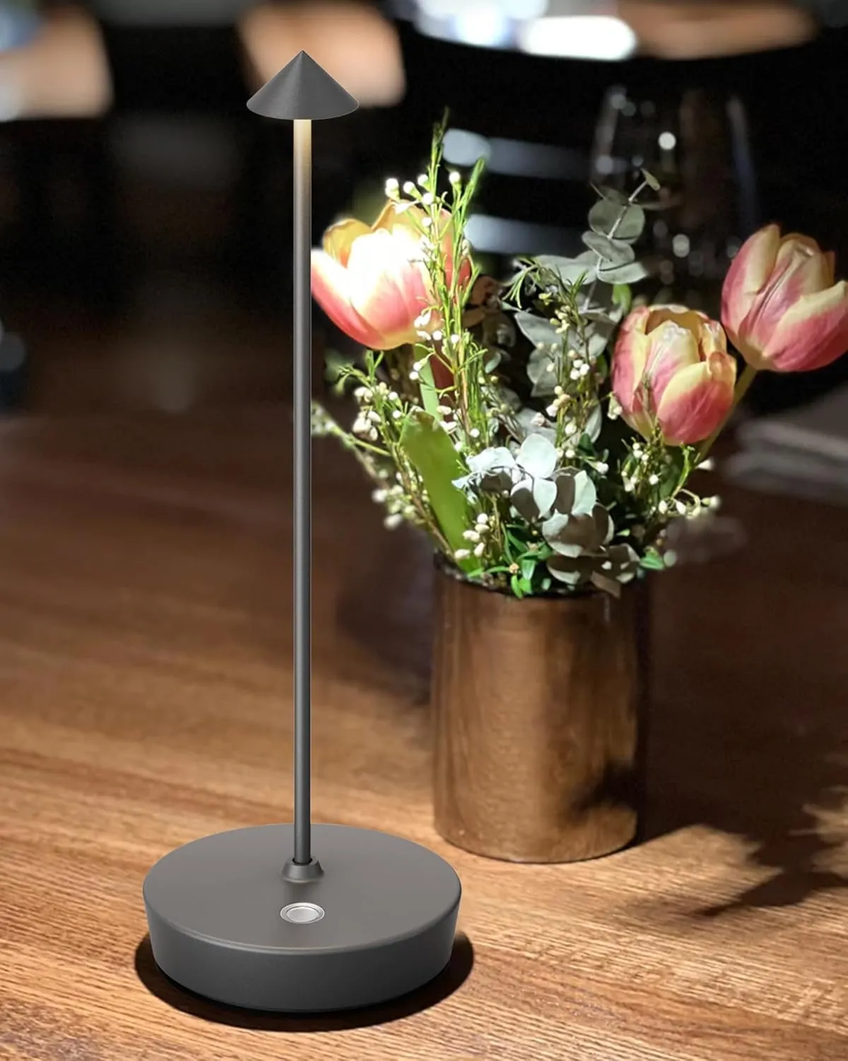 Cordless Table Lamps Rechargeable, 6000mAh Battery Operated LED Desk Lamp Outdoor Waterproof Portable Touch Dimmable Table Light for Patio Restaurant Dining Home Set of 2 Grey