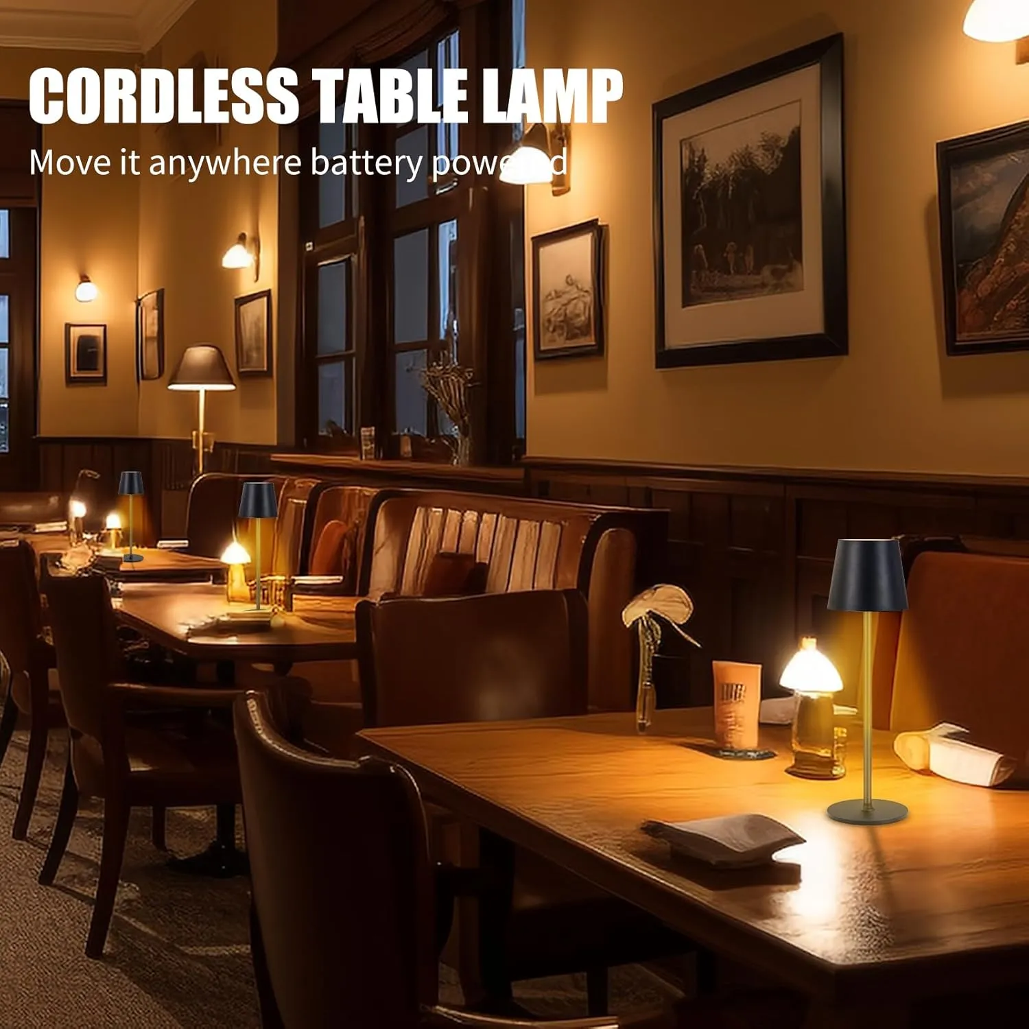 Cordless Table Lamps USB Rechargeable Simplicity Desk Lamp Built-in 4600 mAh Battery LED Battery Operated lamp with Touch Control Table lamp - Bedroom/Desk/Reading/Patio(Black)
