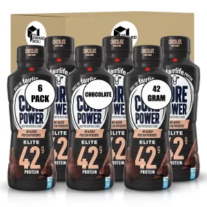 Core Chocolate Power Elite Failrlife High Protein Shakes (42 Grams) 14 Oz. 6 pack in The Award Box Packaging
