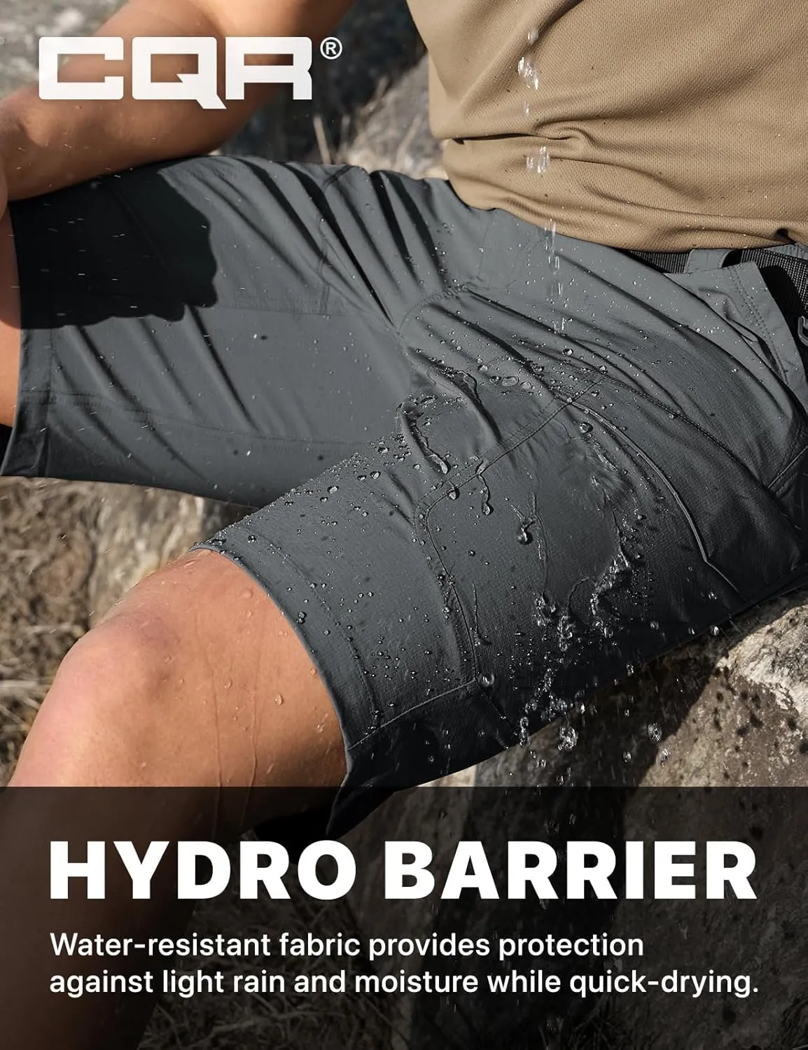 CQR Men’s Quick-Dry Stretch Hiking Cargo Shorts – Lightweight Water-Resistant Tactical Casual, Golf & Outdoor with Pockets