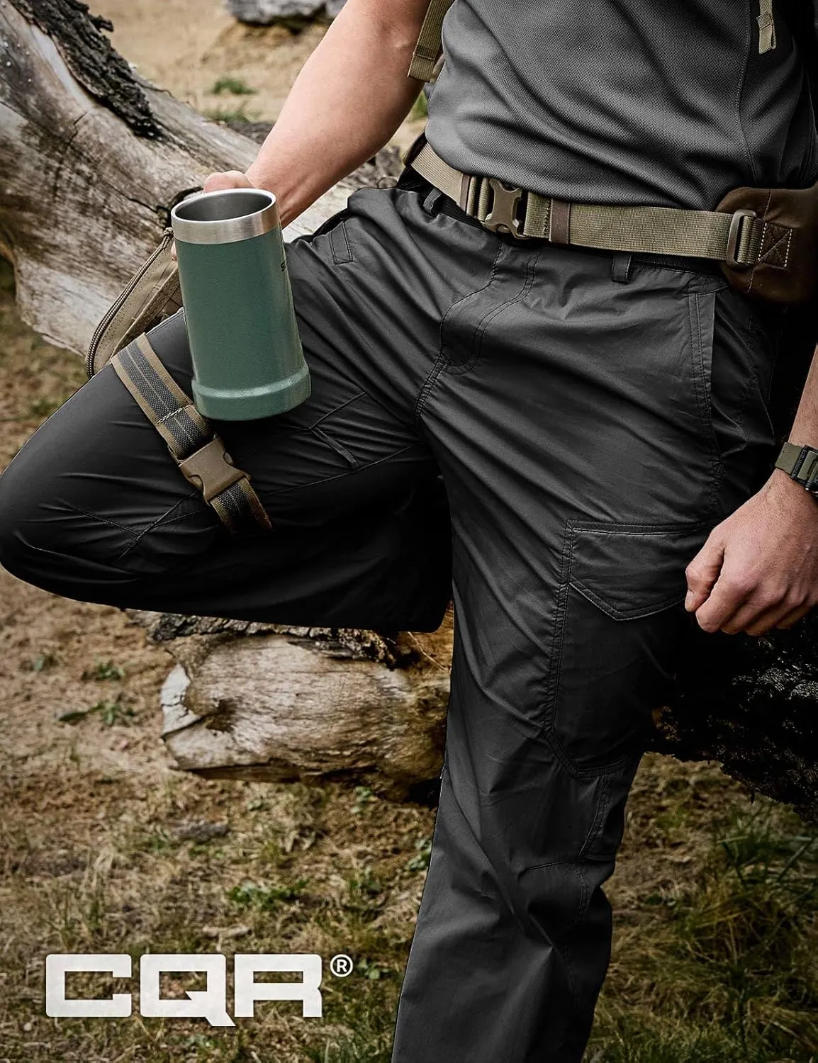 CQR Men's Quick Dry Tactical Pants, Water Resistant Outdoor Pants, Lightweight Stretch Cargo Work Hiking Pants
