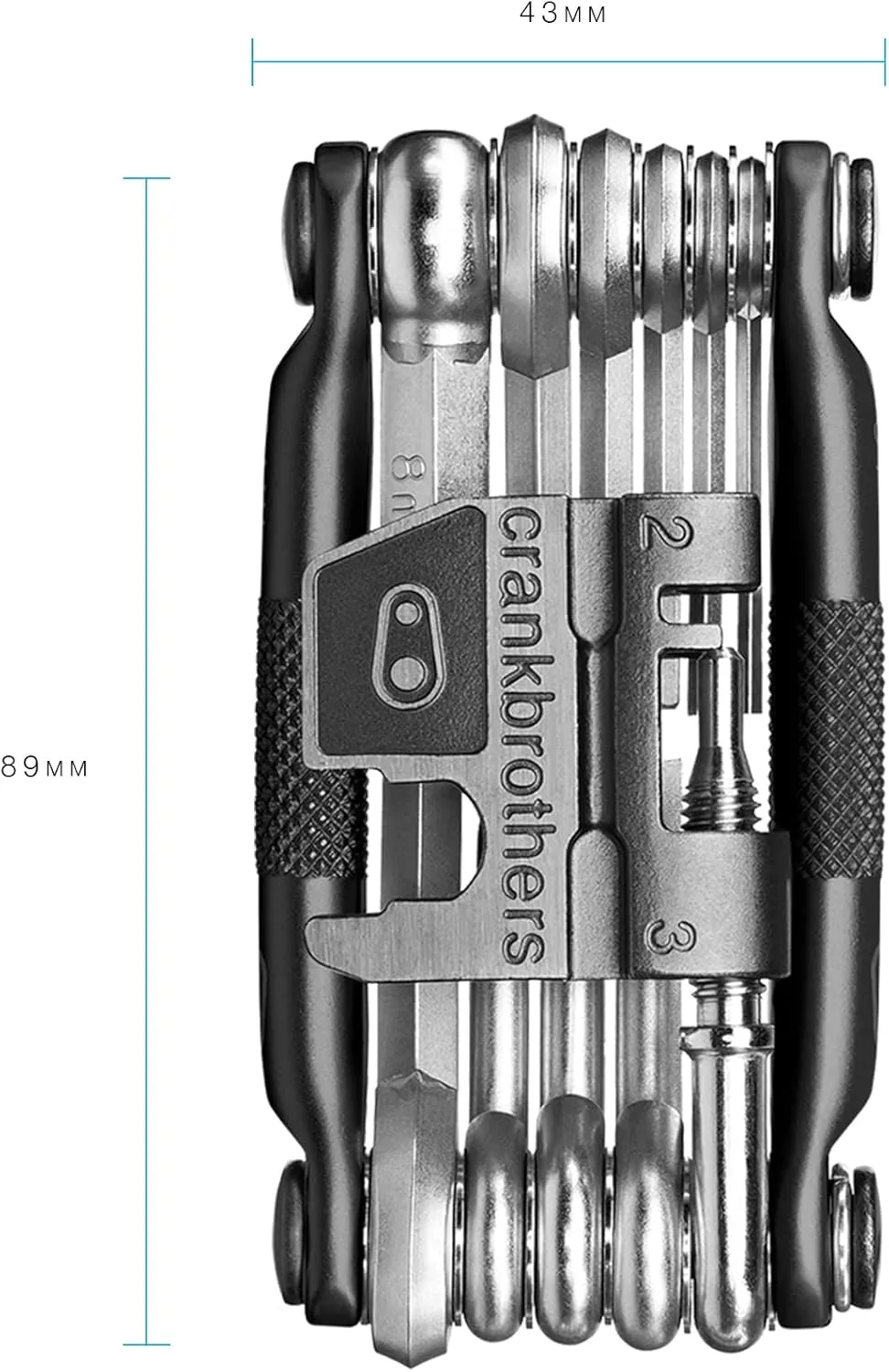 Crankbrothers Multi Tool M 17 Bike Tool - MTB Multi-Tool Black Midnight Edition - 17 bicycle tools (17 in 1 tool), ergonomic and lightweight
