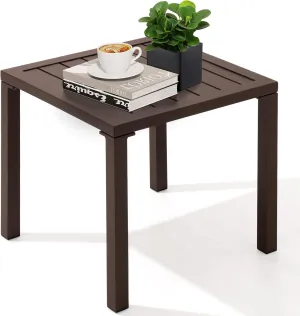 Crestlive Products Aluminum Outdoor Side Table, Pool Lounge Chair Side Table, Weather Resistant Small Square Coffee End Table for Patio, Yard, Garden, Porch, Deck, Indoor, Outdoor