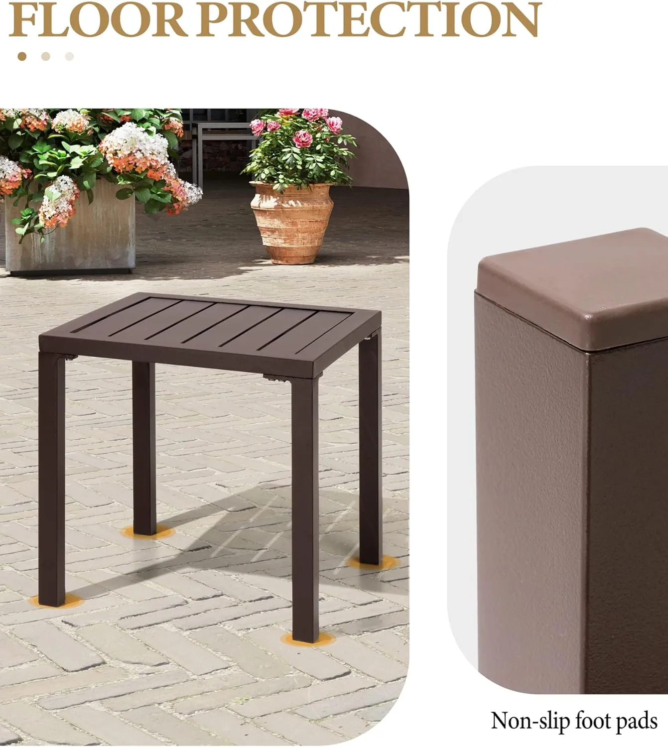 Crestlive Products Aluminum Outdoor Side Table, Pool Lounge Chair Side Table, Weather Resistant Small Square Coffee End Table for Patio, Yard, Garden, Porch, Deck, Indoor, Outdoor