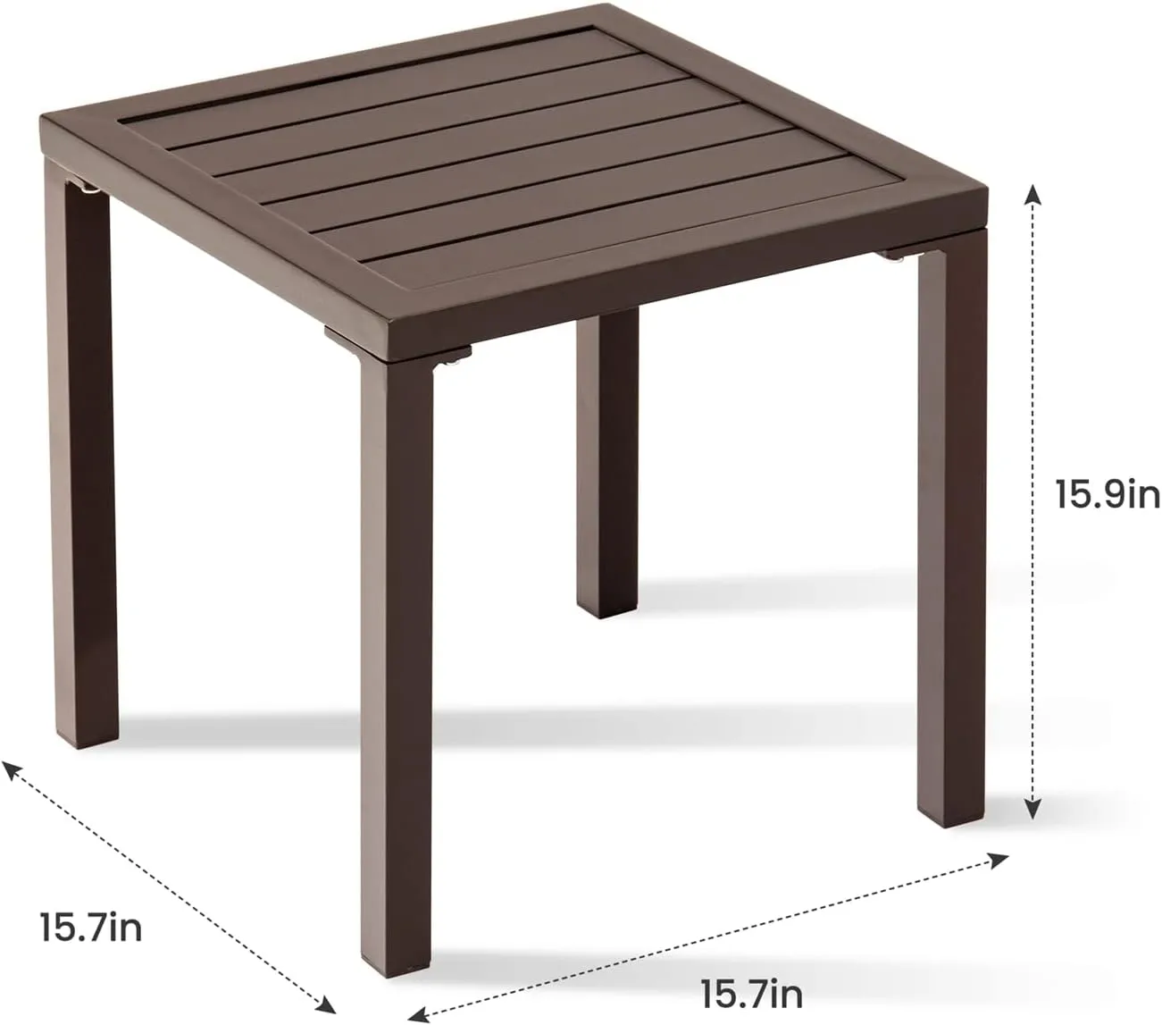 Crestlive Products Aluminum Outdoor Side Table, Pool Lounge Chair Side Table, Weather Resistant Small Square Coffee End Table for Patio, Yard, Garden, Porch, Deck, Indoor, Outdoor