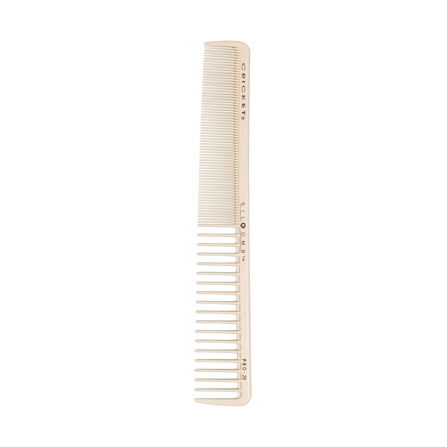 Cricket Silkomb Pro-20 All Purpose Hair Cutting Comb - Silicone-Injected, Seamless Teeth with Dual Tooth Pattern for Precision Cutting, Styling, Ideal for All Hair Types