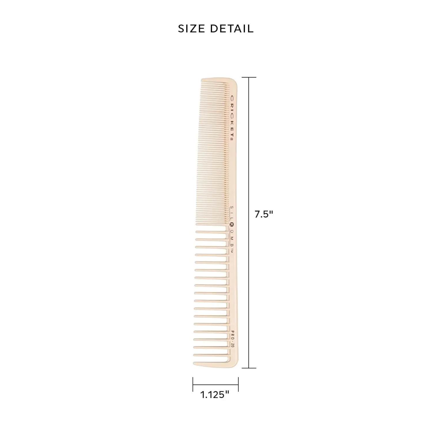 Cricket Silkomb Pro-20 All Purpose Hair Cutting Comb - Silicone-Injected, Seamless Teeth with Dual Tooth Pattern for Precision Cutting, Styling, Ideal for All Hair Types
