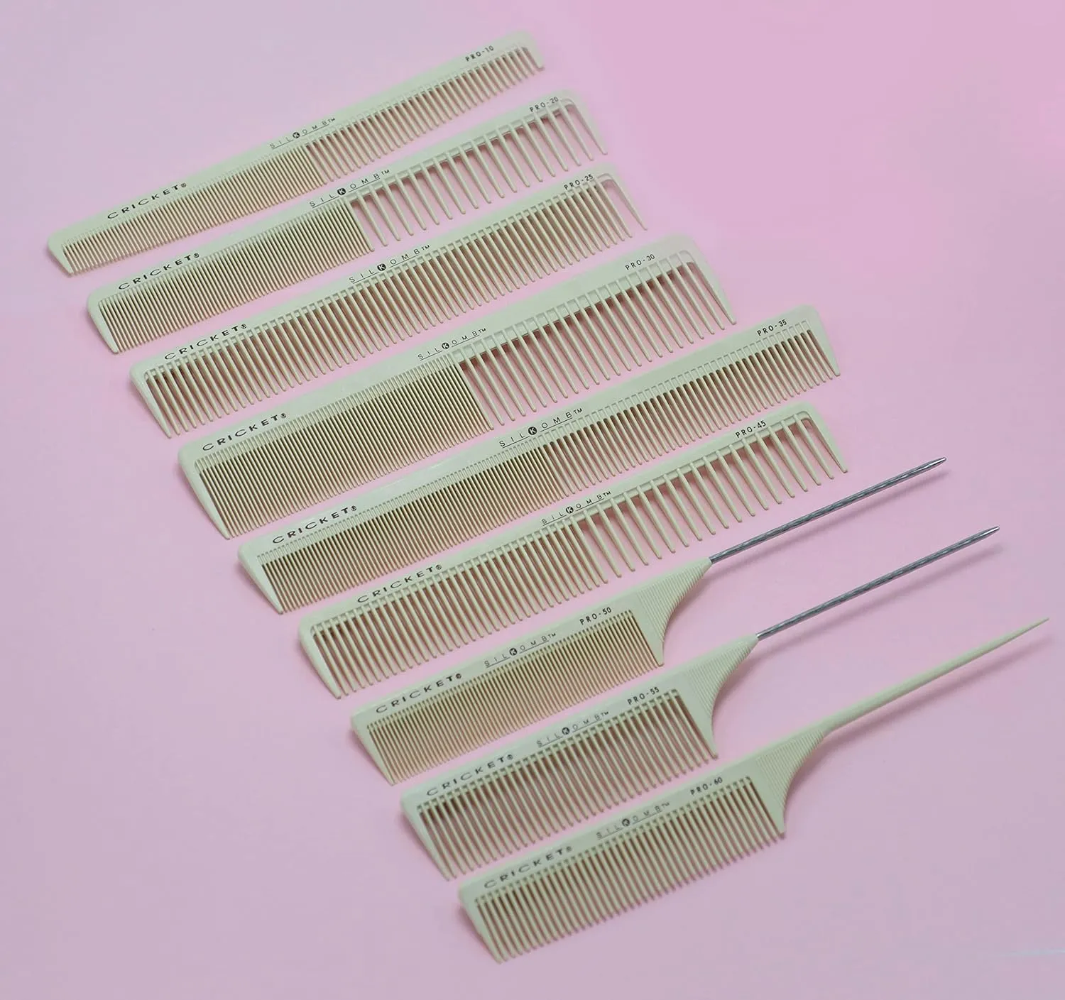 Cricket Silkomb Pro-20 All Purpose Hair Cutting Comb - Silicone-Injected, Seamless Teeth with Dual Tooth Pattern for Precision Cutting, Styling, Ideal for All Hair Types