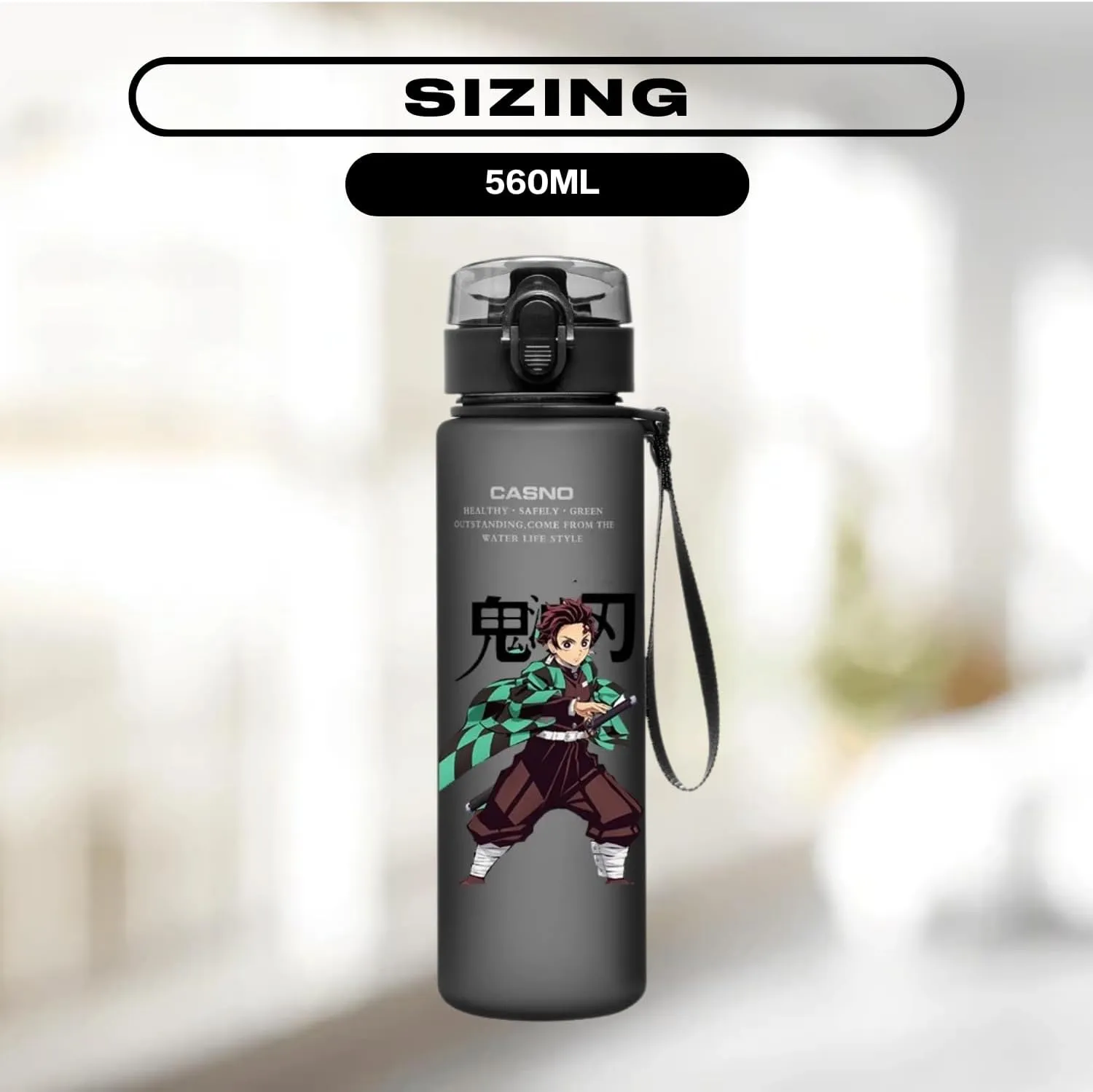 CROWN Anime Water Bottle - Stylish Gallon Water Bottle Leak Proof Water Bottles Gym Sports Travel Running Water Jug Holder (1F)