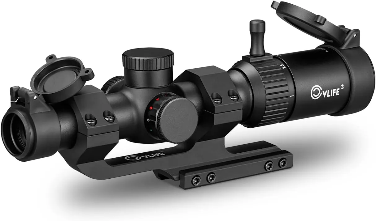 CVLIFE JackalHowl 1-4x20 LPVO Rifle Scope with Cantilever Mount, Illuminated Reticle Rimfire Scope Compact Riflescope with Zero Reset for Hunting