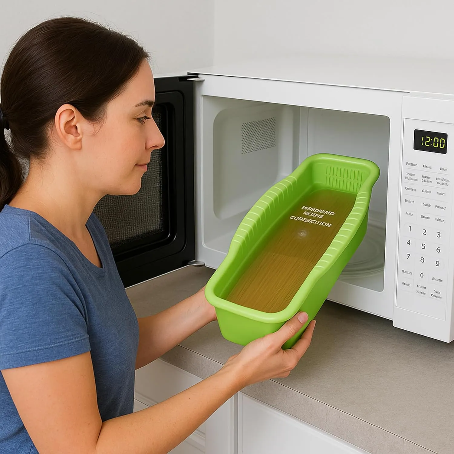 Dependable Industries Microwave Pasta Cooker with Built-in Portioning Tool - BPA-Free, Non-Stick Quick Meal Maker - Ideal for Efficient, Easy Pasta Preparation (Green)