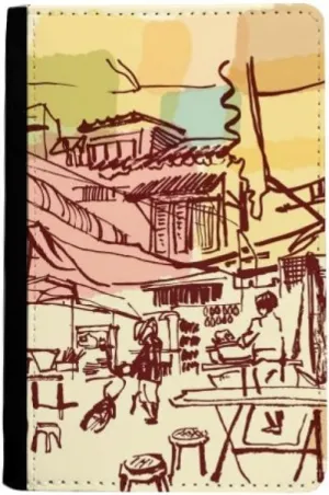 DIYthinker Thailand Brief Strokes Prosperous Village Passport Holder Notecase Burse Wallet Cover Card Purse