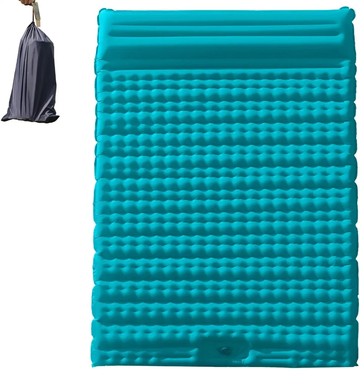 Double Sleeping Pad for Camping, Extra Thickness Inflatable Sleeping Mat with Pillow Built-in Pump, Inflatable & Compact Camping Hiking Traveling