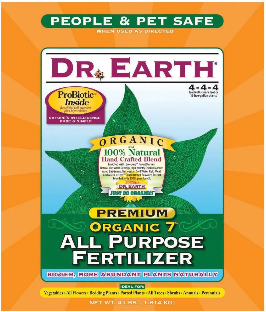 DR EARTH 706P Organic 7 All Purpose Fertilizer in Poly Bag, 4-Pound (Version may vary)