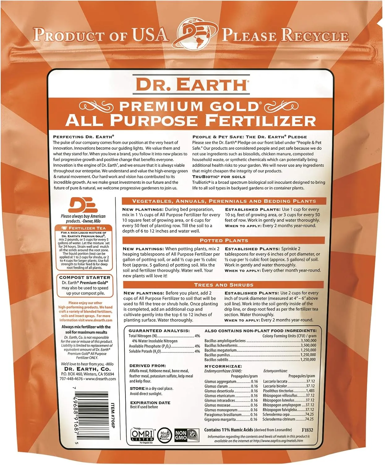 Dr. Earth Premium Gold All Purpose Fertilizer 4 lb