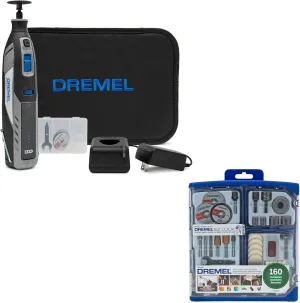 Dremel 8250 12V Lithium-Ion Battery Brushless Motor Cordless Rotary Tool Bundle with All-Purpose Accessory Kit (2 Items)