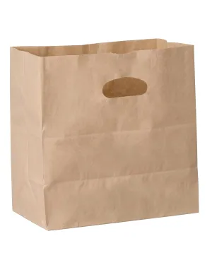 Duro ID# 84245 Die Cut Handle Bag 40# Natural Kraft 500pk 11 x 6 x 11